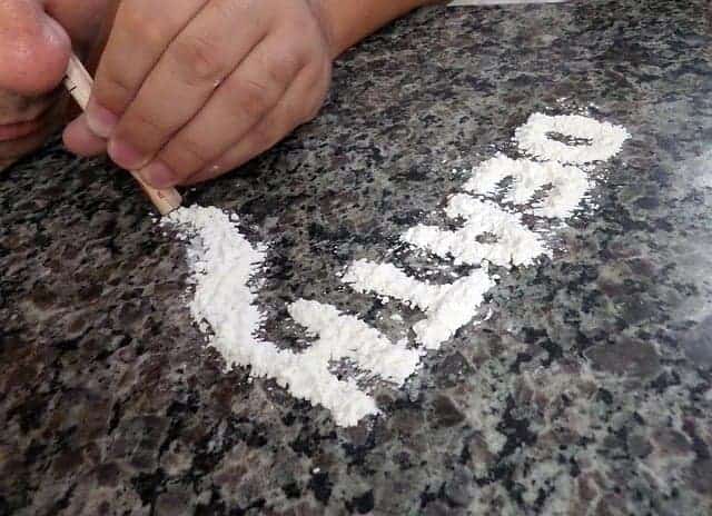 snorting cocaine