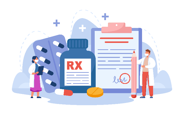 pharmacist with prescription drugs for patients